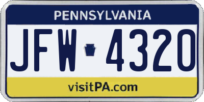 PA license plate JFW4320