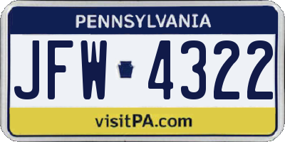 PA license plate JFW4322