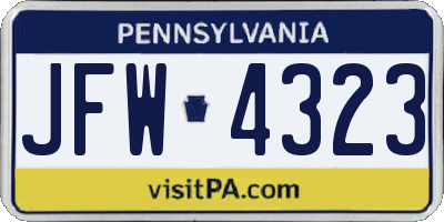 PA license plate JFW4323