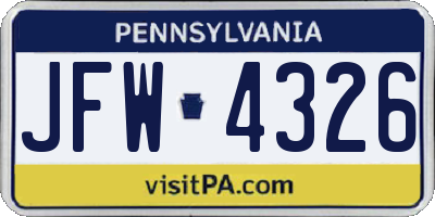PA license plate JFW4326