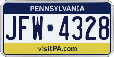 PA license plate JFW4328