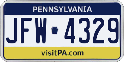 PA license plate JFW4329