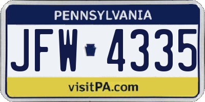 PA license plate JFW4335