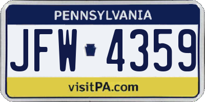PA license plate JFW4359