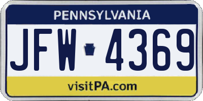 PA license plate JFW4369
