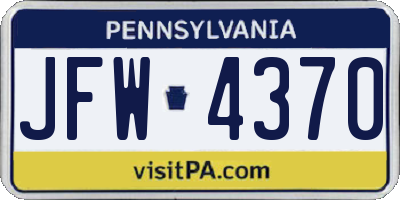 PA license plate JFW4370