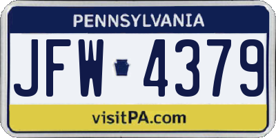 PA license plate JFW4379