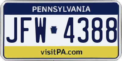 PA license plate JFW4388