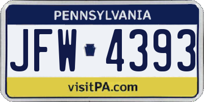 PA license plate JFW4393