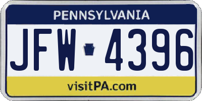 PA license plate JFW4396