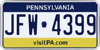 PA license plate JFW4399
