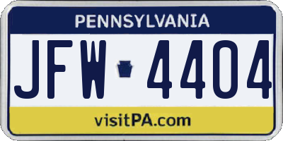PA license plate JFW4404
