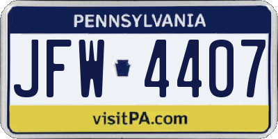 PA license plate JFW4407