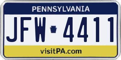 PA license plate JFW4411