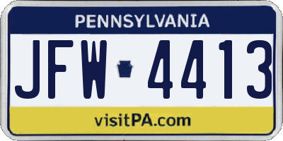 PA license plate JFW4413