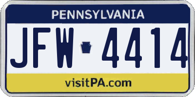 PA license plate JFW4414