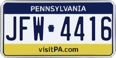 PA license plate JFW4416