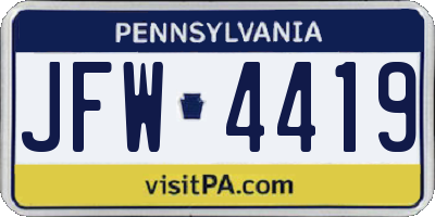 PA license plate JFW4419