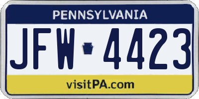 PA license plate JFW4423