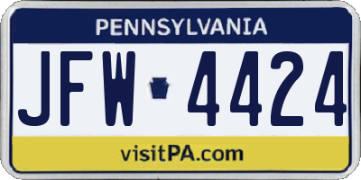 PA license plate JFW4424