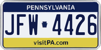 PA license plate JFW4426