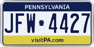 PA license plate JFW4427