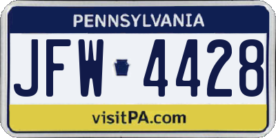 PA license plate JFW4428