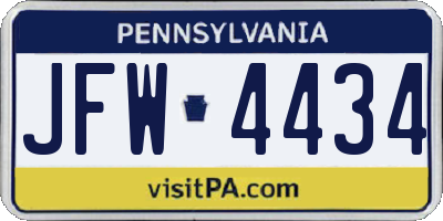 PA license plate JFW4434