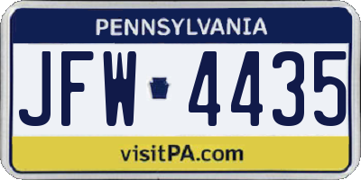 PA license plate JFW4435