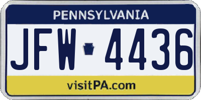 PA license plate JFW4436
