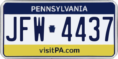 PA license plate JFW4437
