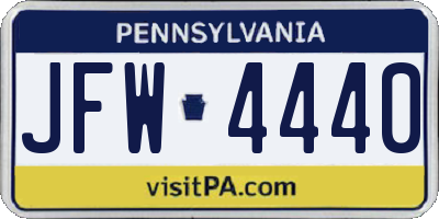 PA license plate JFW4440
