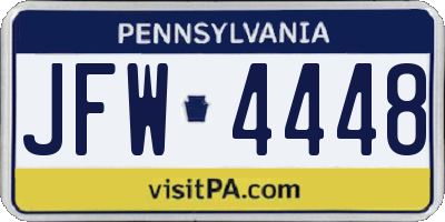 PA license plate JFW4448
