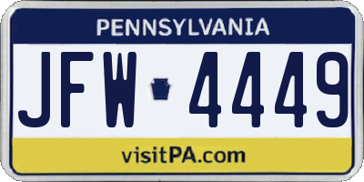 PA license plate JFW4449