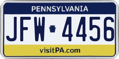 PA license plate JFW4456