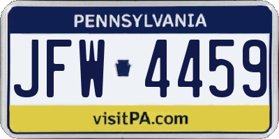 PA license plate JFW4459