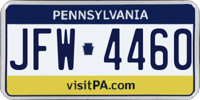 PA license plate JFW4460