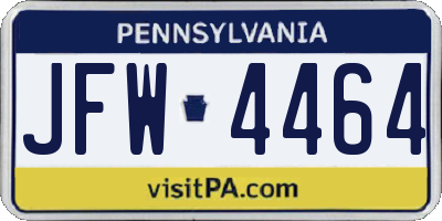PA license plate JFW4464