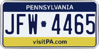 PA license plate JFW4465