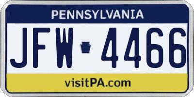 PA license plate JFW4466
