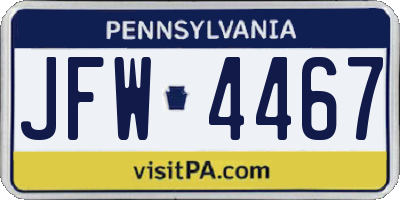 PA license plate JFW4467