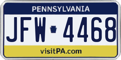 PA license plate JFW4468