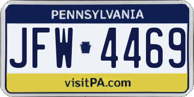 PA license plate JFW4469