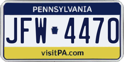 PA license plate JFW4470
