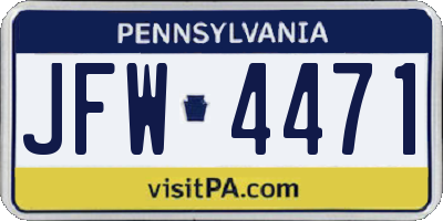 PA license plate JFW4471