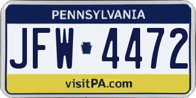 PA license plate JFW4472