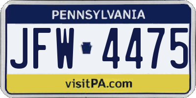 PA license plate JFW4475