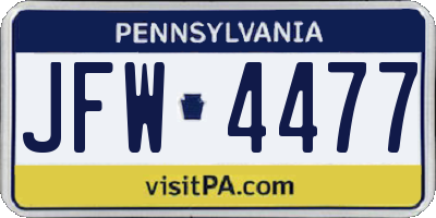 PA license plate JFW4477