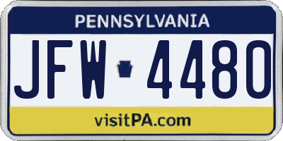 PA license plate JFW4480
