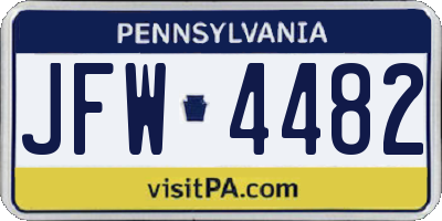 PA license plate JFW4482